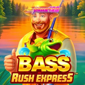 Tampilan visual permainan slot Bass Rush Express dengan tema memancing